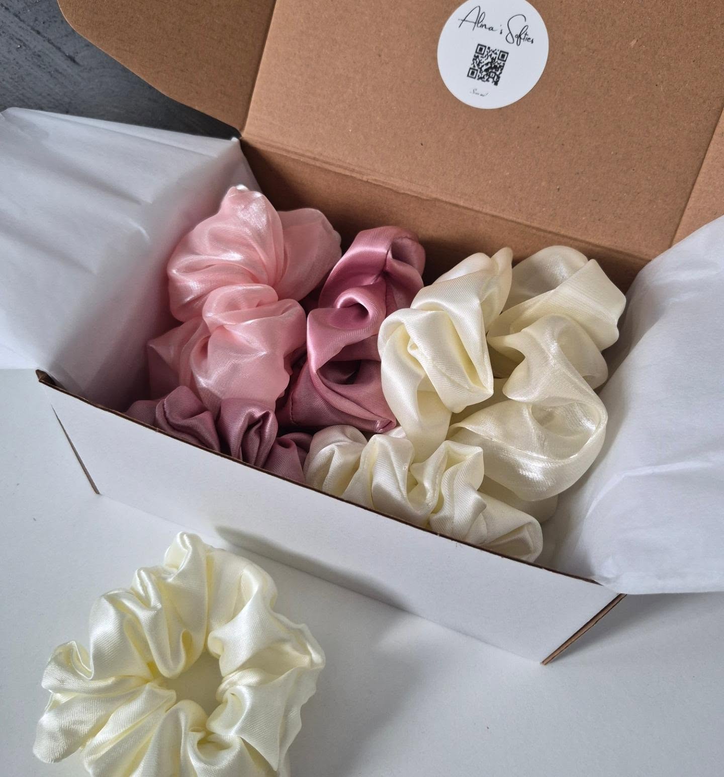 Pink Satin Scrunchie